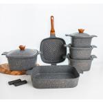 طقم جرانيت 12 قطعه مربع تركي + 2 ماسك سيلكون تكوين الطقم 4 حلل مقاس 18 /20/ 24 /28 جريل 28 / طاجن 36 متوفر منه 5 الوان