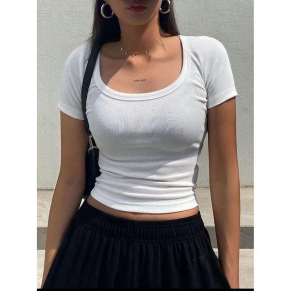 Martina Store تي شيرت نسائي مصنوع من القطن المضلع