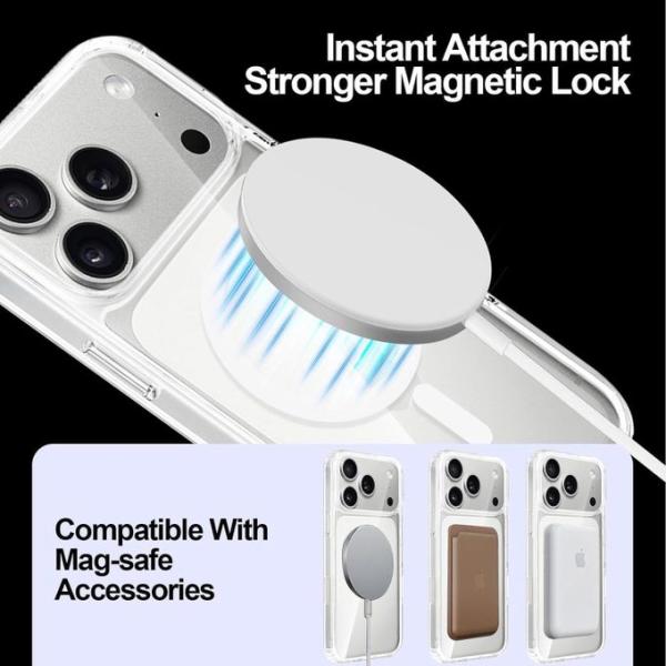 جراب كريستال iPhone 17 Pro Max بحجم 6.9 بوصة لعام 2025، متوافق مع MagSafe، غطاء خلفي مضاد للخدوش، غطاء خلفي شفاف مقاوم للخدوش