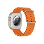 ساعة ذكية سمارت ووتش الترا، شاشة عرض كاملة كبيرة, شحن لاسلكي, تدعم اوضاع رياضية متعددة، متوافقة مع جوالات ايفون واندرويد، سوار سيليكون (برتقالي)