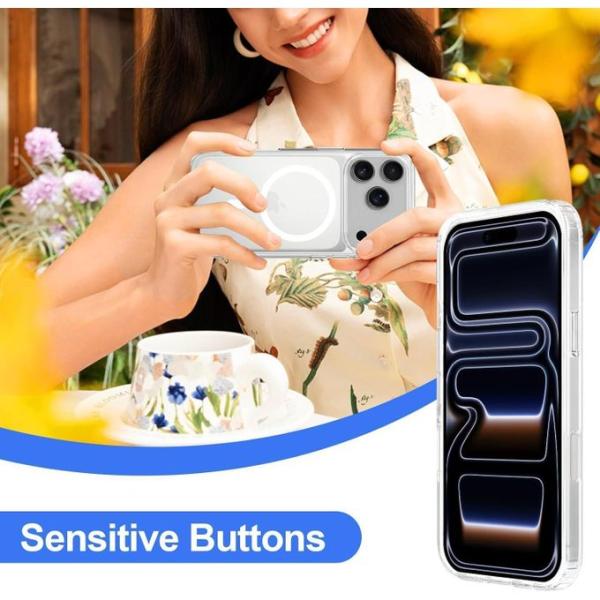 جراب كريستال iPhone 17 Pro Max بحجم 6.9 بوصة لعام 2025، متوافق مع MagSafe، غطاء خلفي مضاد للخدوش، غطاء خلفي شفاف مقاوم للخدوش