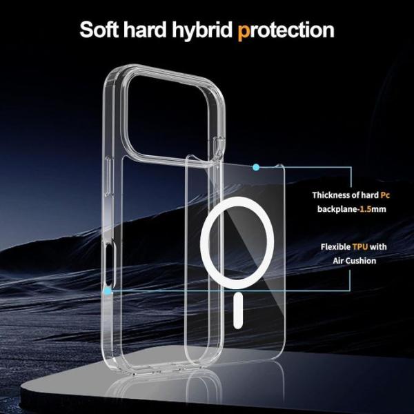 جراب كريستال iPhone 17 Pro Max بحجم 6.9 بوصة لعام 2025، متوافق مع MagSafe، غطاء خلفي مضاد للخدوش، غطاء خلفي شفاف مقاوم للخدوش