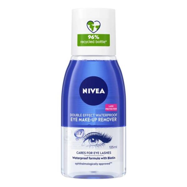 NIVEA مزيل مكياج العيون المقاوم للماء، حماية مزدوجة للرموش، 125 مل